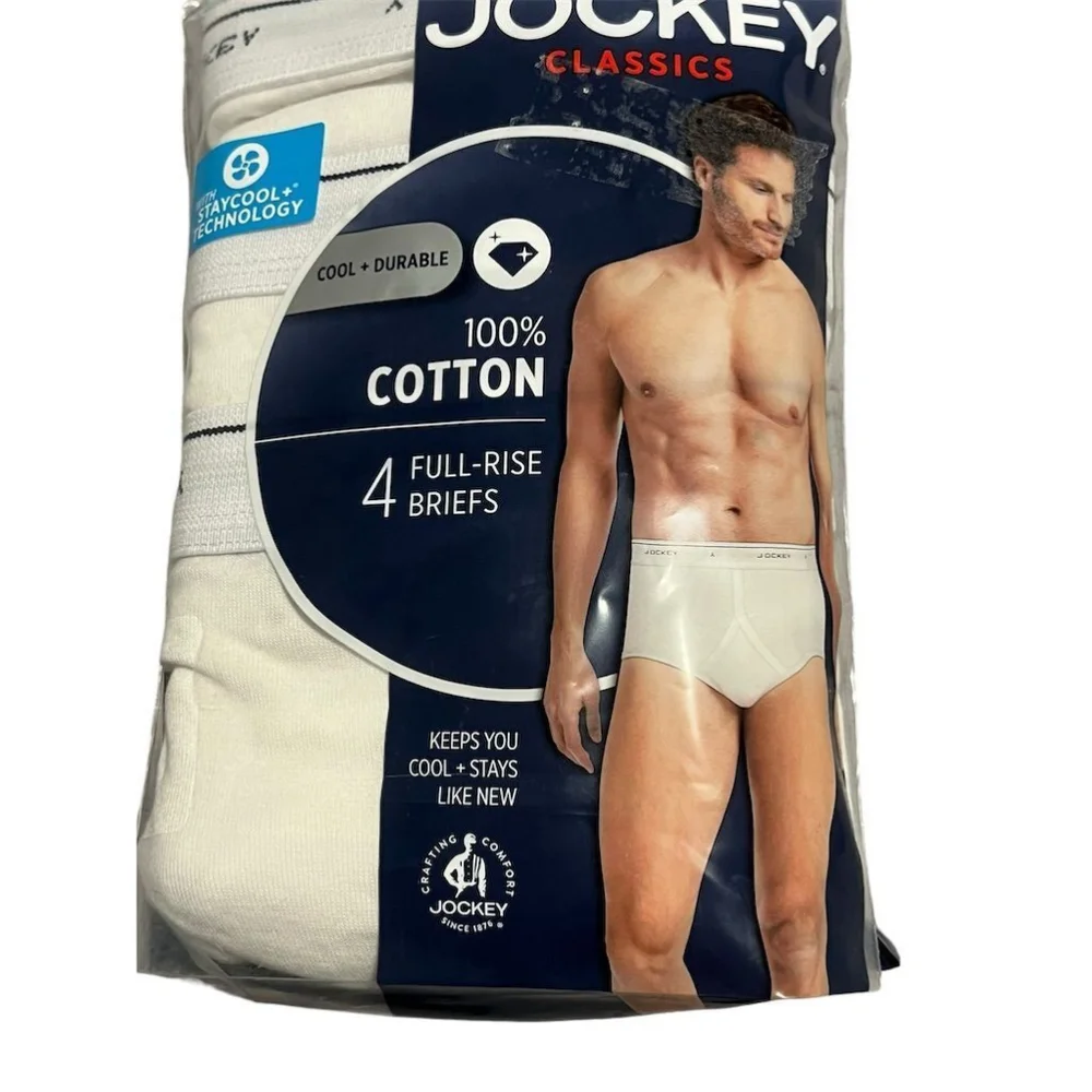 Jockey Briefs 3 Pack Mens Full Rise White Size 38